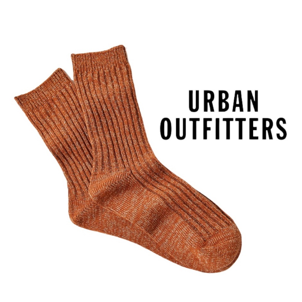 Urban Outfitters Heathered Brown Glitter Ribbed Crew Sock Women’s One Size NWT